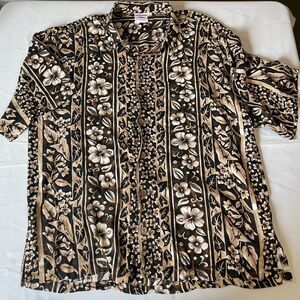 Pineapple Lava‎ Hawaiian Shirt Mens Size XL Brown Floral Hawaiian Beach Summer